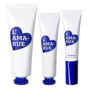 L'AMARUE Happy Face Trio - Eye Cream 0.5 oz, Face Cream 1.7 oz, Lip Balm 0.33 oz | Root Cause Skincare™ for Hydration, Age Defense & Brightening | Reduces Puffiness, Fine Lines, Dark Circles, Dry Lips