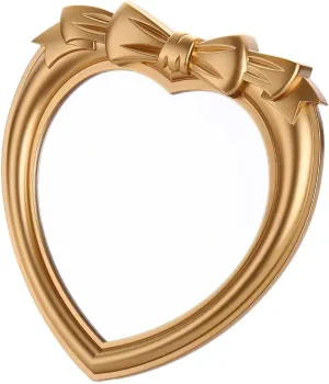 Lasenersm 1 Piece Heart Shaped Makeup Mirror, Tabletop & Wall-Mounted, 10.6 x 11.4 Inches, Gold