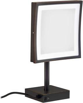 LED Makeup Mirror with Light and 3X/5X Magnification, 8 Inch Brass Countertop Shaving Vanity Cosmetic Mirrors with Switch and Plug,Black,5X (Color : Black, Size : 5X)