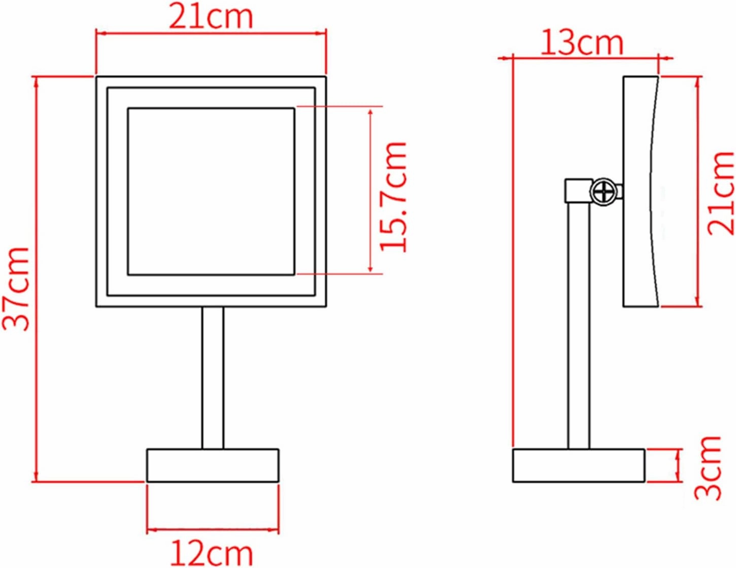 LED Makeup Mirror with Light and Magnification, 8 Inch Brass Countertop Illuminated Vanity Cosmetic Mirrors with Switch and Plug,Black,3X