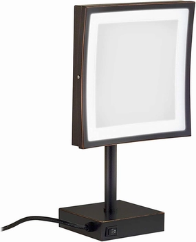 Led Makeup Mirror with Lights 8 Inch Brass 3X Magnification Countertop Vanity Mirrors Illuminated Cosmetic Mirror with Switch and Plug(Black)