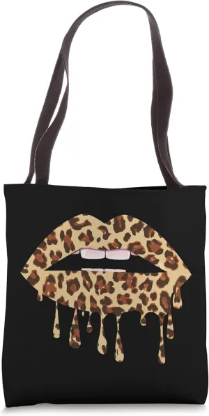 Leo Mouth Lip Bite Cool Leopard Print Kiss Me Cheetah Leo Tote Bag