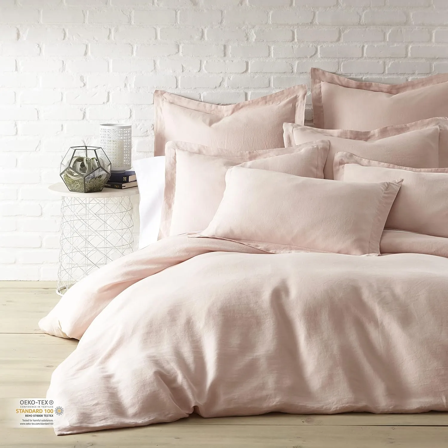 Levtex Home - 100% Linen - Euro Sham - Washed Linen - Blush - Sham Size (26x26in.), No Insert