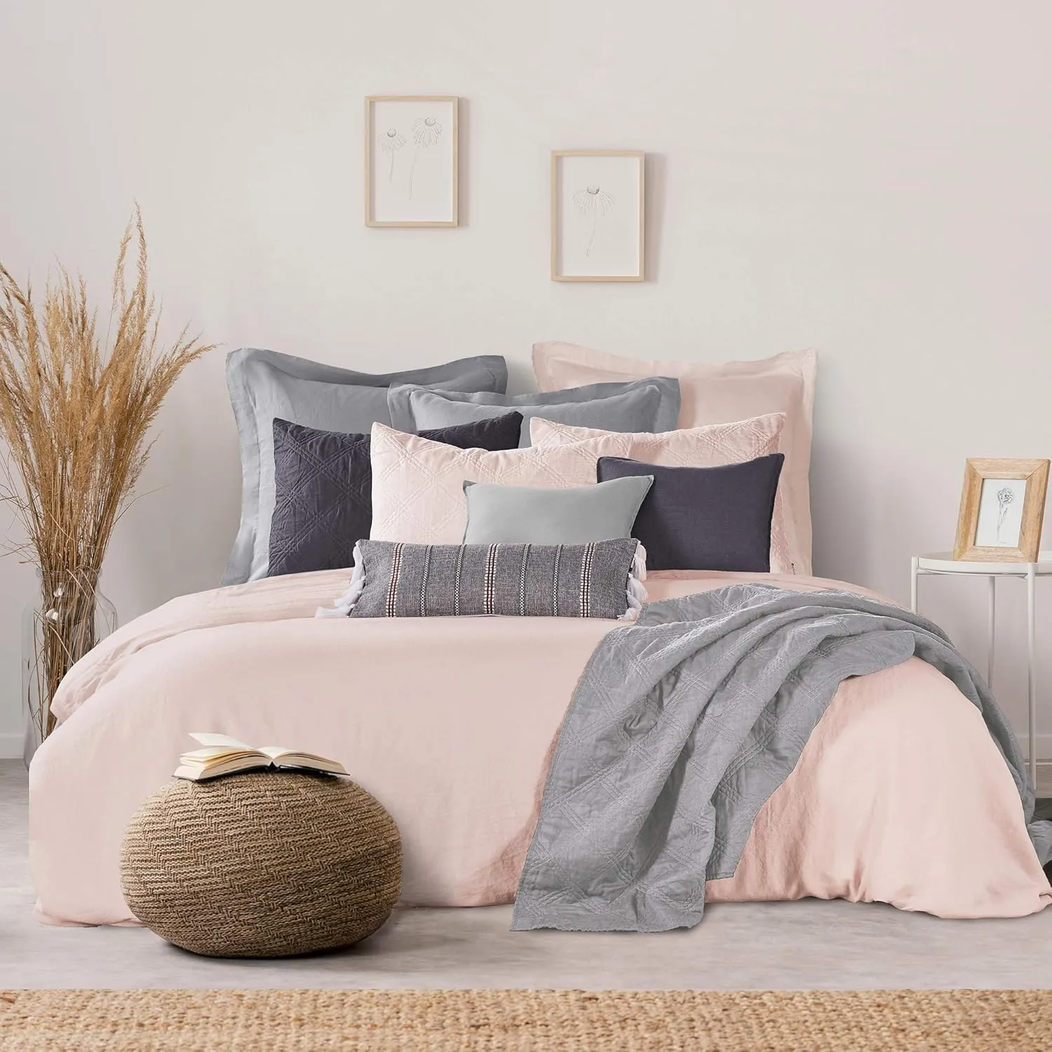 Levtex Home - 100% Linen - Euro Sham - Washed Linen - Blush - Sham Size (26x26in.), No Insert