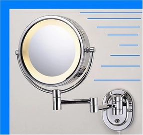 Lighted 5X Make up Mirror in Polished Chrome Finish for Makeup