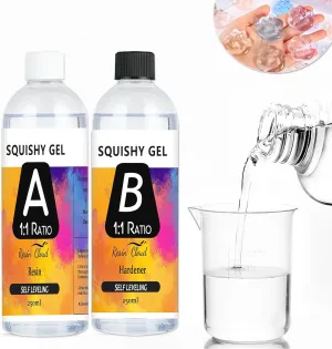 Liquid Silicone for Squishy Maker, Super Soft Silicone Rubber Making Kits 1:1 AB Ratio Mix for Taba Squishy, Molding Cat's Paw, DIY Decompression Gift (Clear)