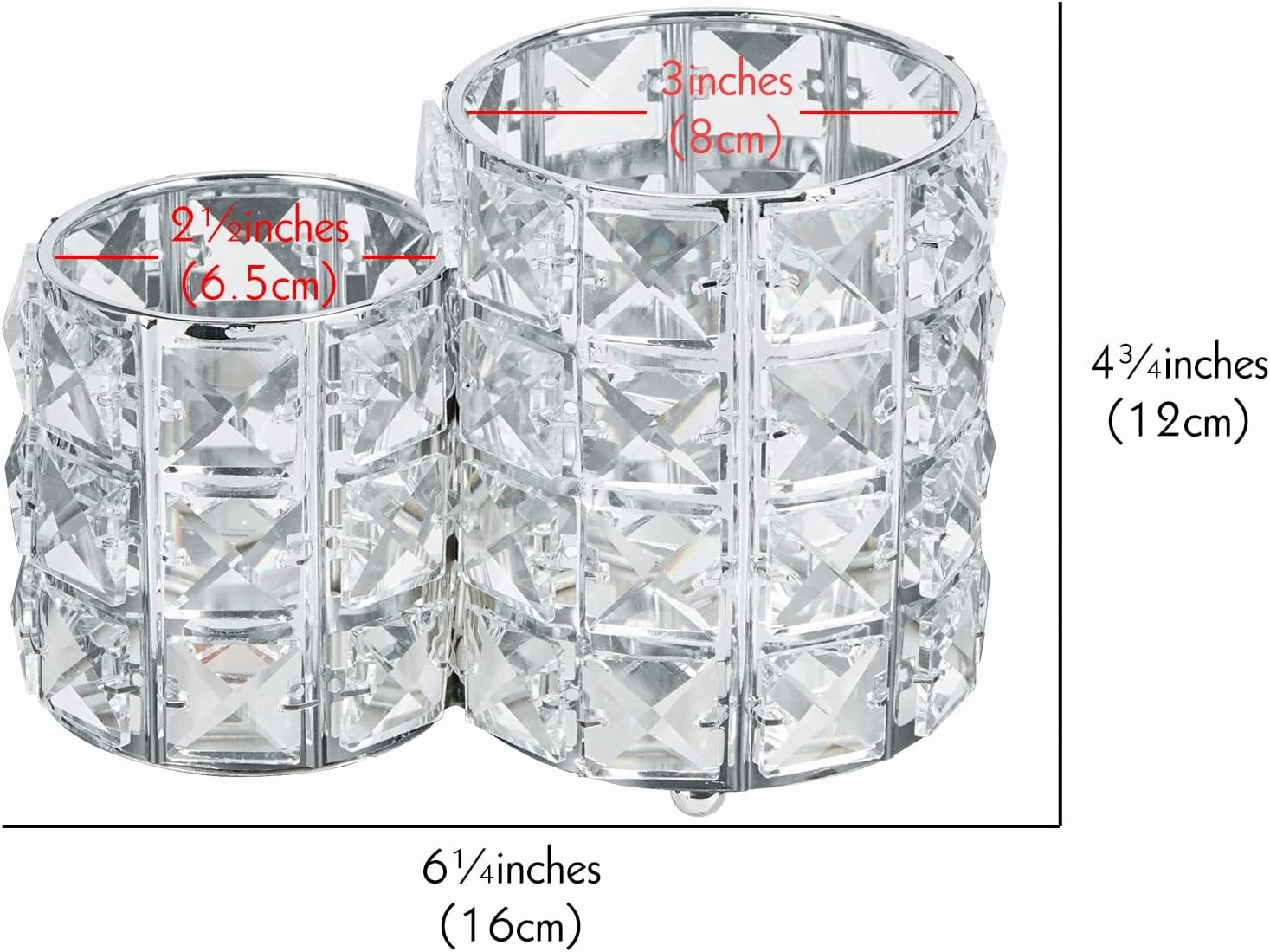 LUEXBOX Crystal Makeup Brush Holder Organizer, Cosmetic Makeup Brush Storage Container Cup for Table, Dresser, Bathroom, Bedroom Organization, One-Piece Circular Brush Organizer (silver)