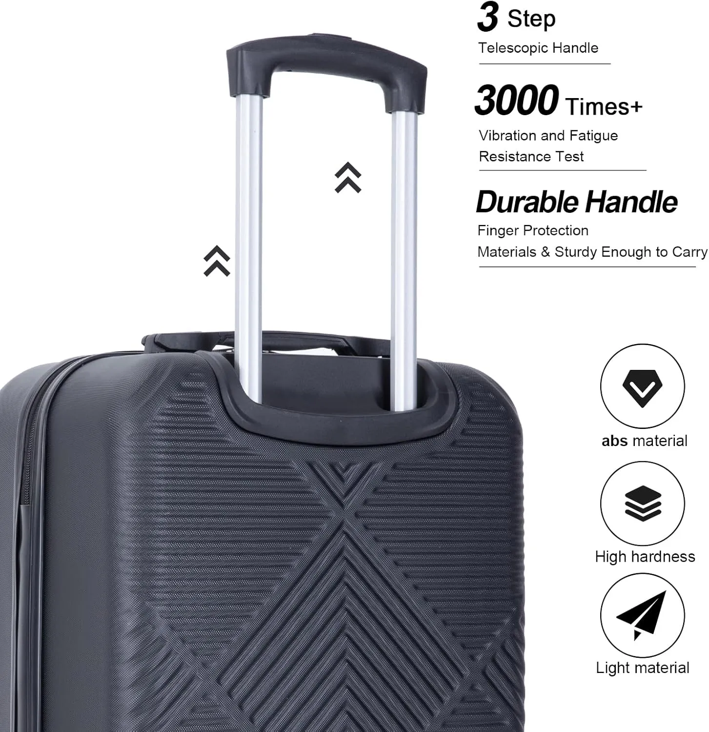 Luggage 4 Piece Set, Hardshell ABS Suitcase Set with Double Spinner Wheels, Lightweight Durable Large Luggage set, Carry On and Checked Travel Luggage, Black
