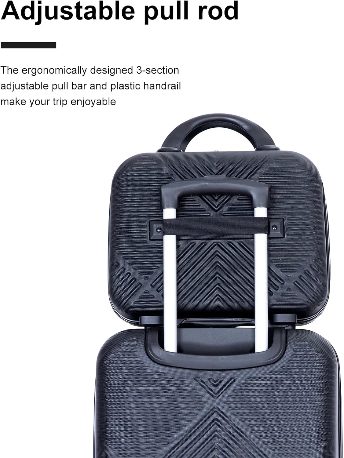 Luggage 4 Piece Set, Hardshell ABS Suitcase Set with Double Spinner Wheels, Lightweight Durable Large Luggage set, Carry On and Checked Travel Luggage, Black