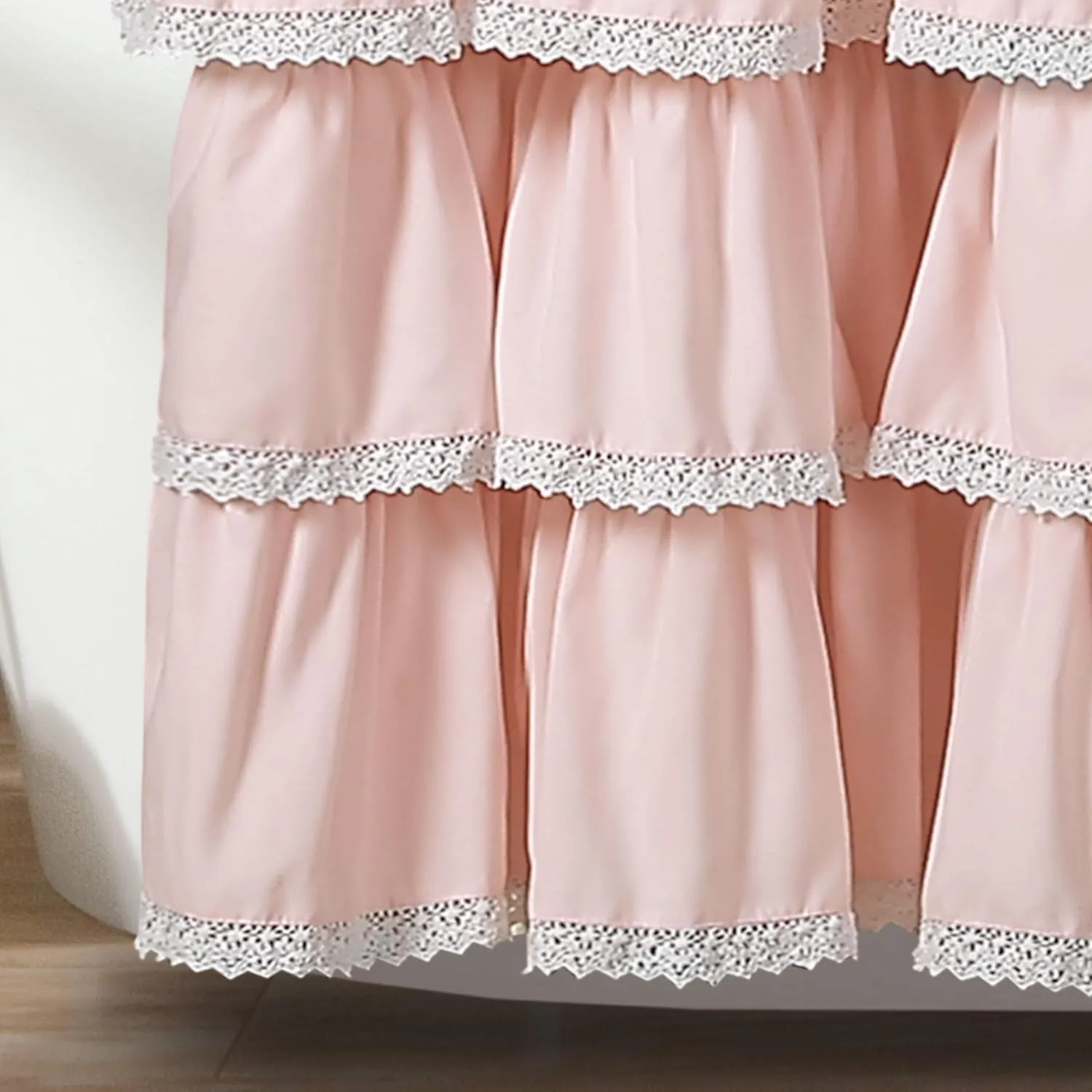 Lush Decor Ella Lace Ruffle Shower Curtain, 72" x 72", Blush