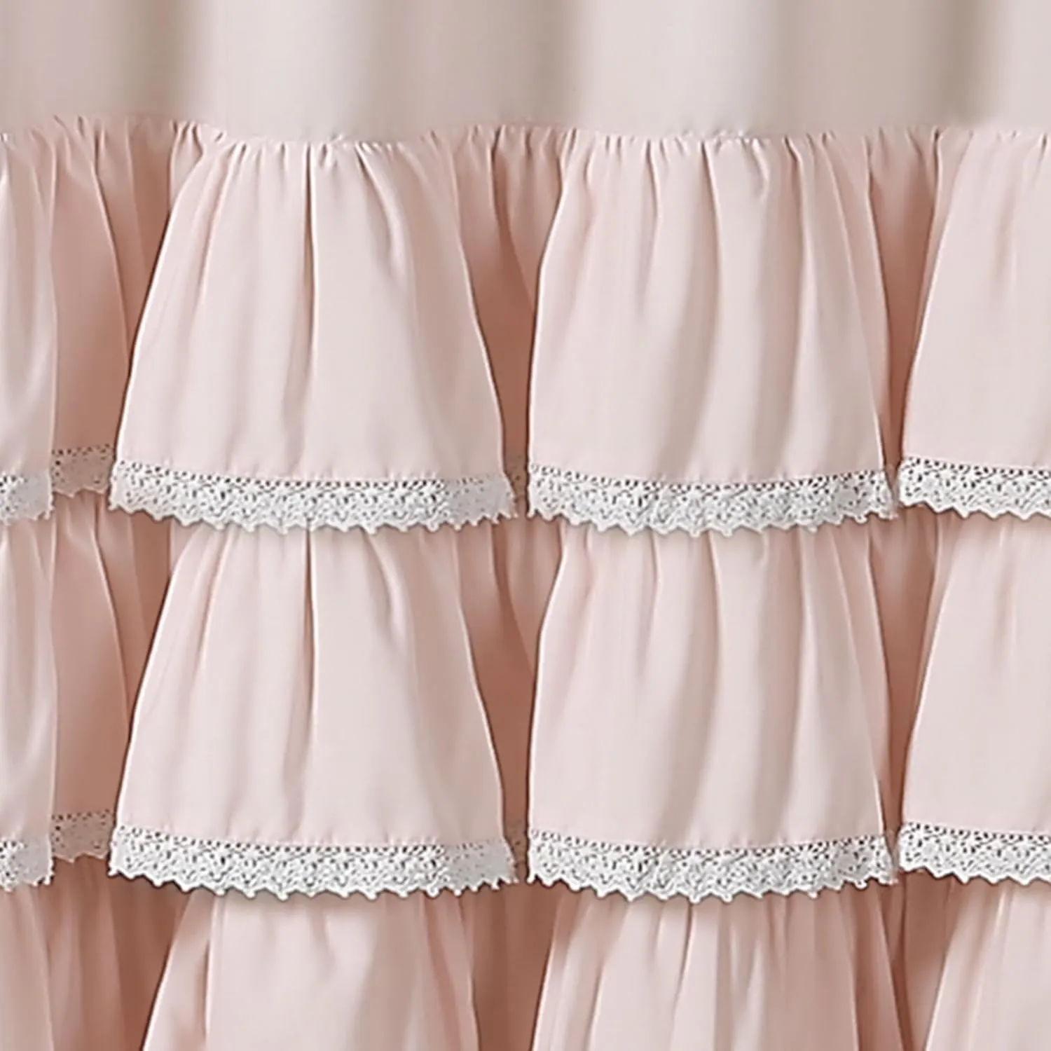 Lush Decor Ella Lace Ruffle Shower Curtain, 72" x 72", Blush