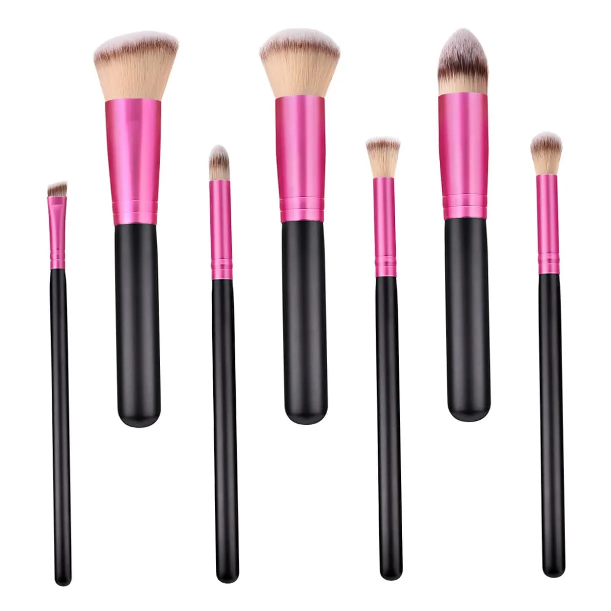 Luxury 7-piece Makeup Brush Set Cosmetics Brush Kit Wooden Handle Nylon Bristles Ladies