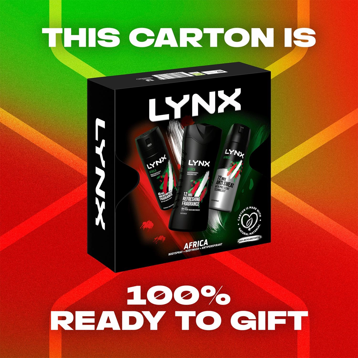 Lynx Africa Trio Gift Set For Men Bodyspray, Bodywash & APA Deo Gift For Him