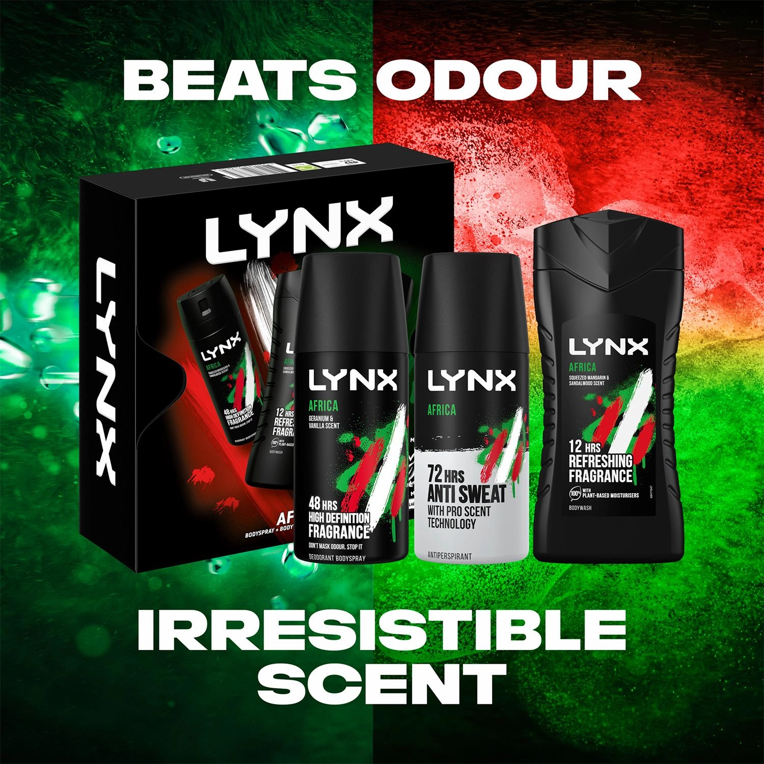 Lynx Africa Trio Gift Set For Men Bodyspray, Bodywash & APA Deo Gift For Him