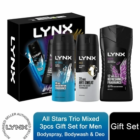 Lynx All-Stars Gift Set For Men Bodyspray, Bodywash & APA Deo Gift For Him