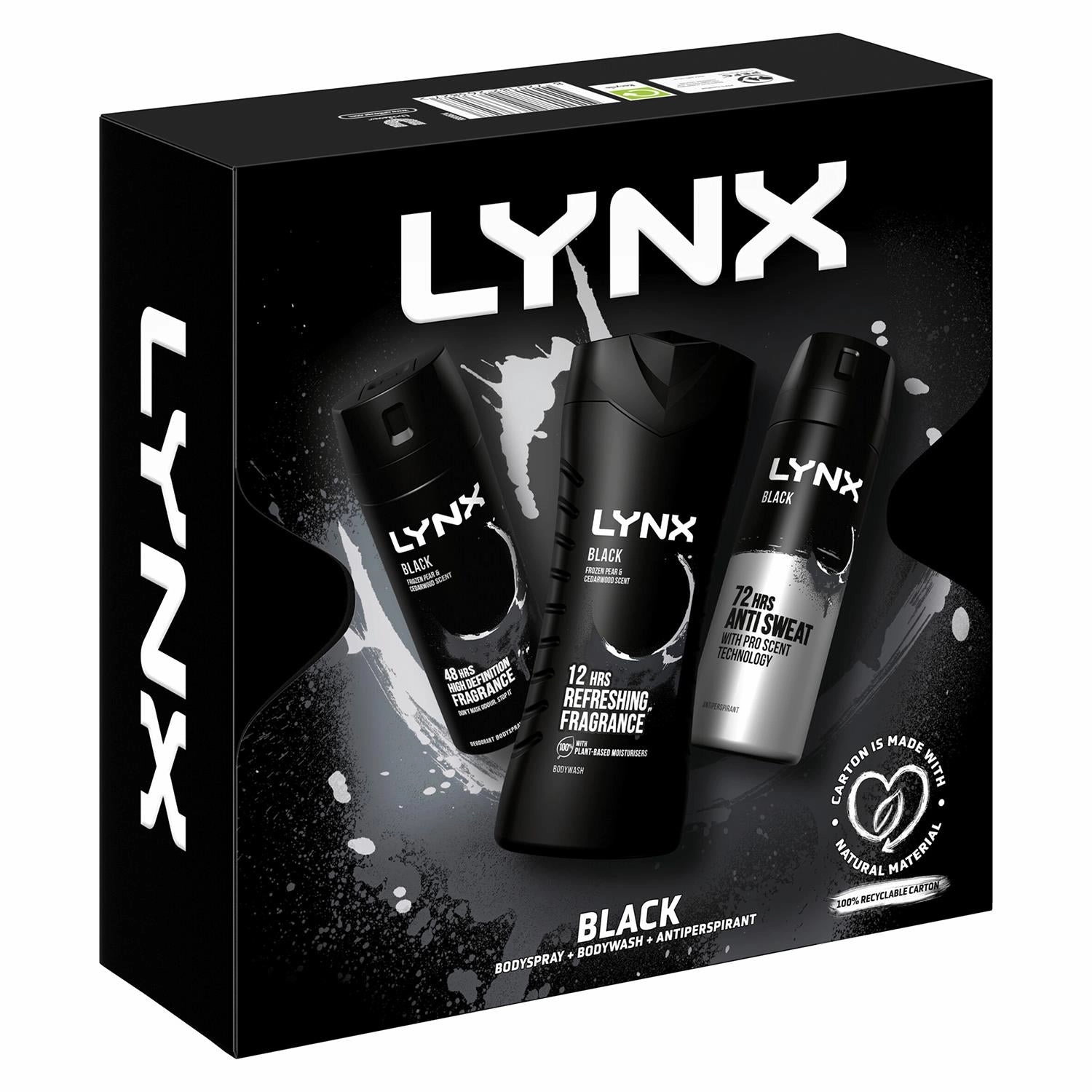 Lynx Black Trio Gift Set For Men Bodyspray, Bodywash & APA Deo Gift For Him