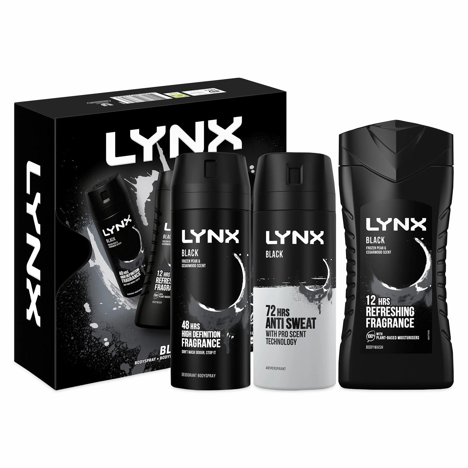 Lynx Black Trio Gift Set For Men Bodyspray, Bodywash & APA Deo Gift For Him