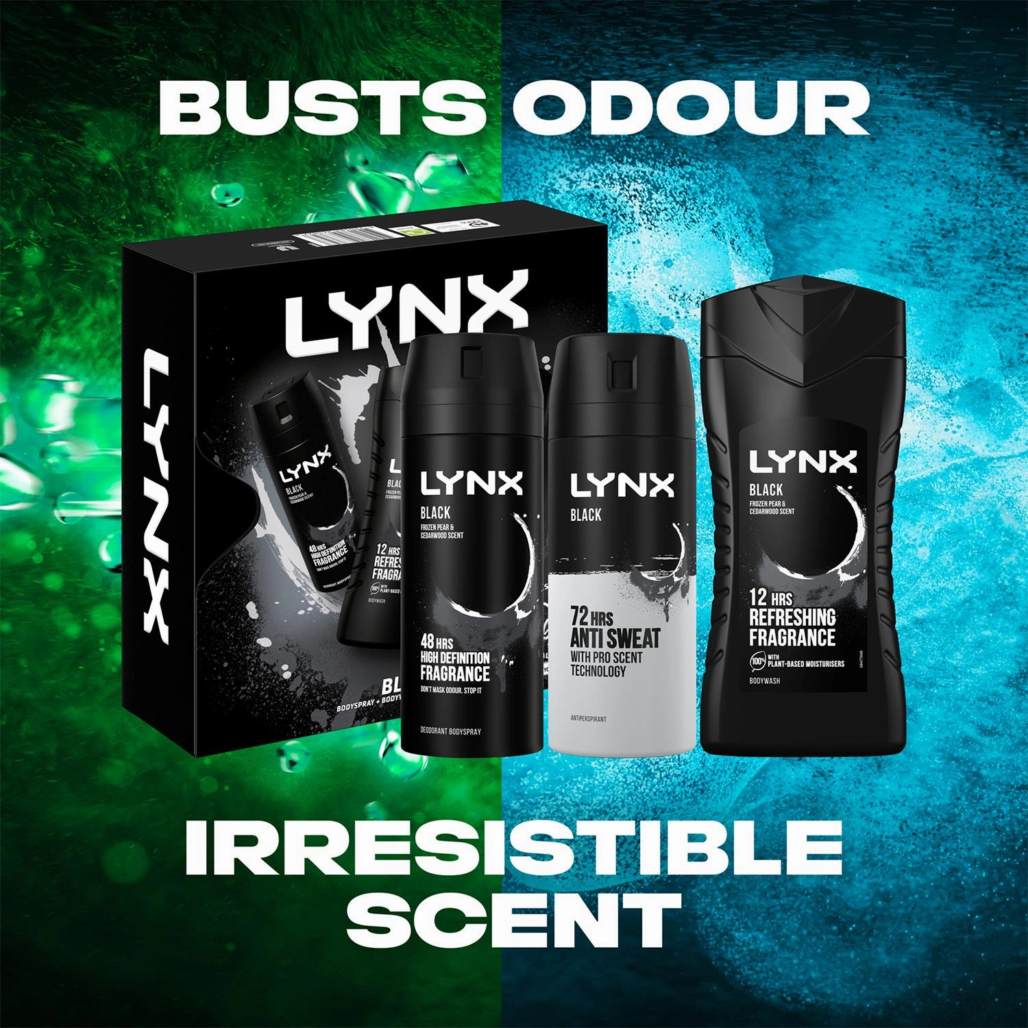 Lynx Black Trio Gift Set For Men Bodyspray, Bodywash & APA Deo Gift For Him