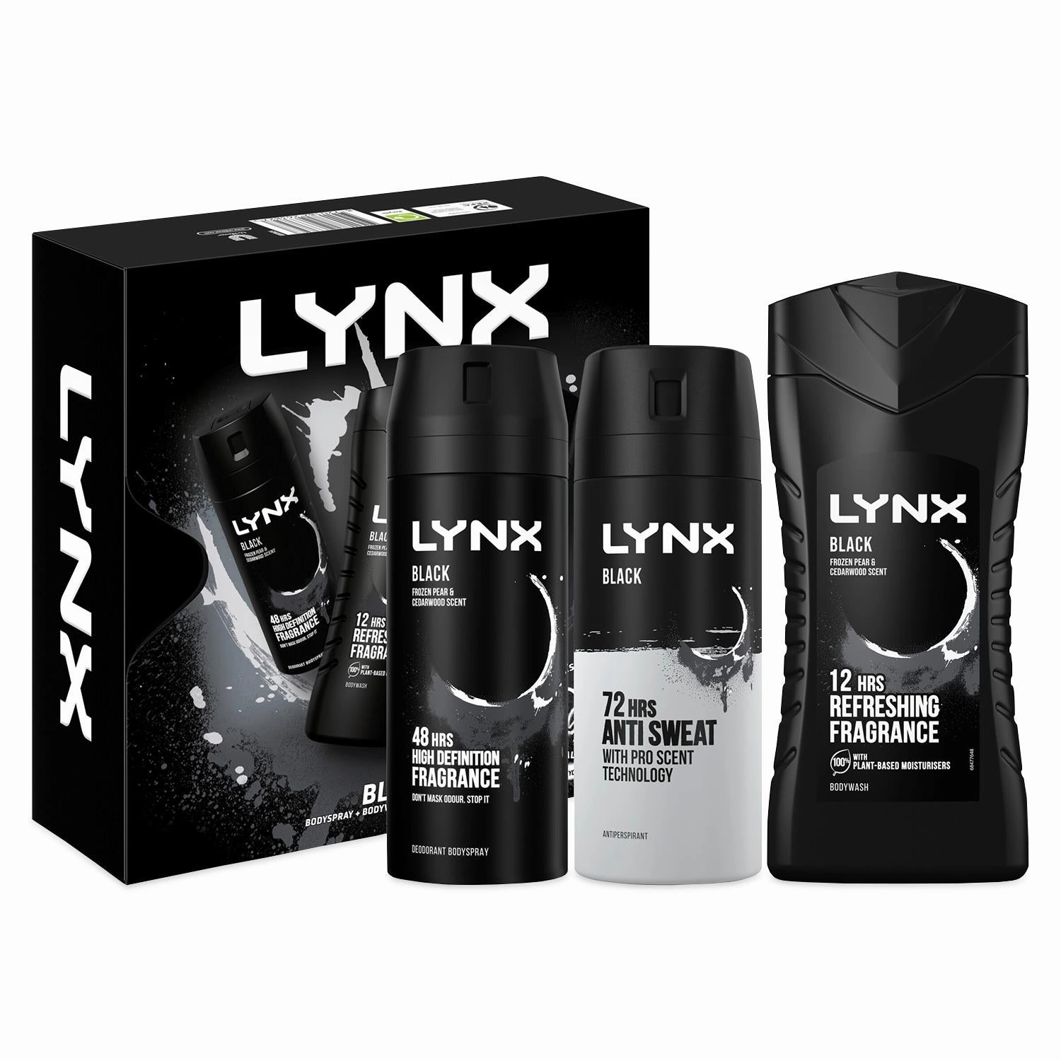 Lynx Black Trio Gift Set For Men Bodyspray, Bodywash & APA Deo Gift For Him