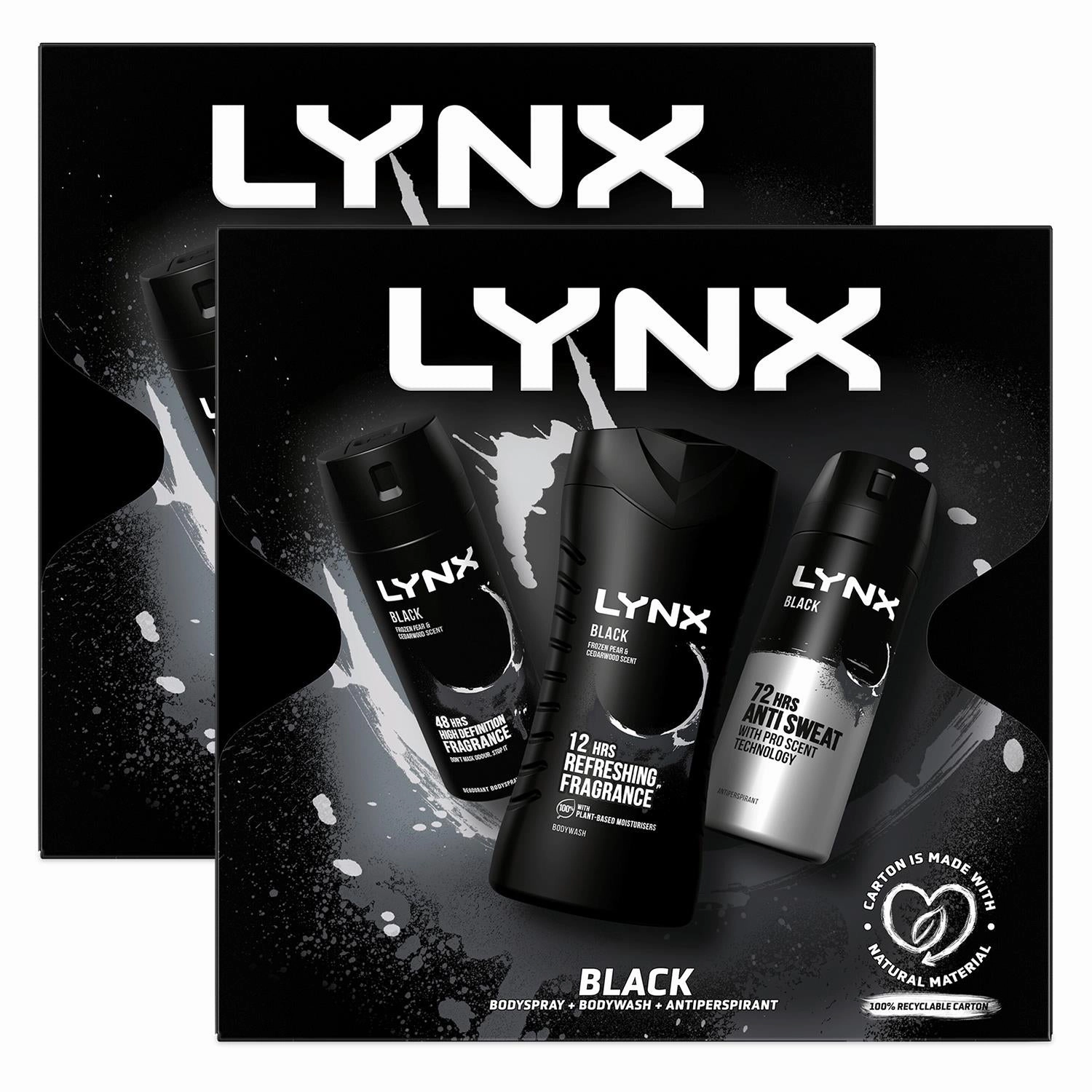 Lynx Black Trio Gift Set For Men Bodyspray, Bodywash & APA Deo Gift For Him
