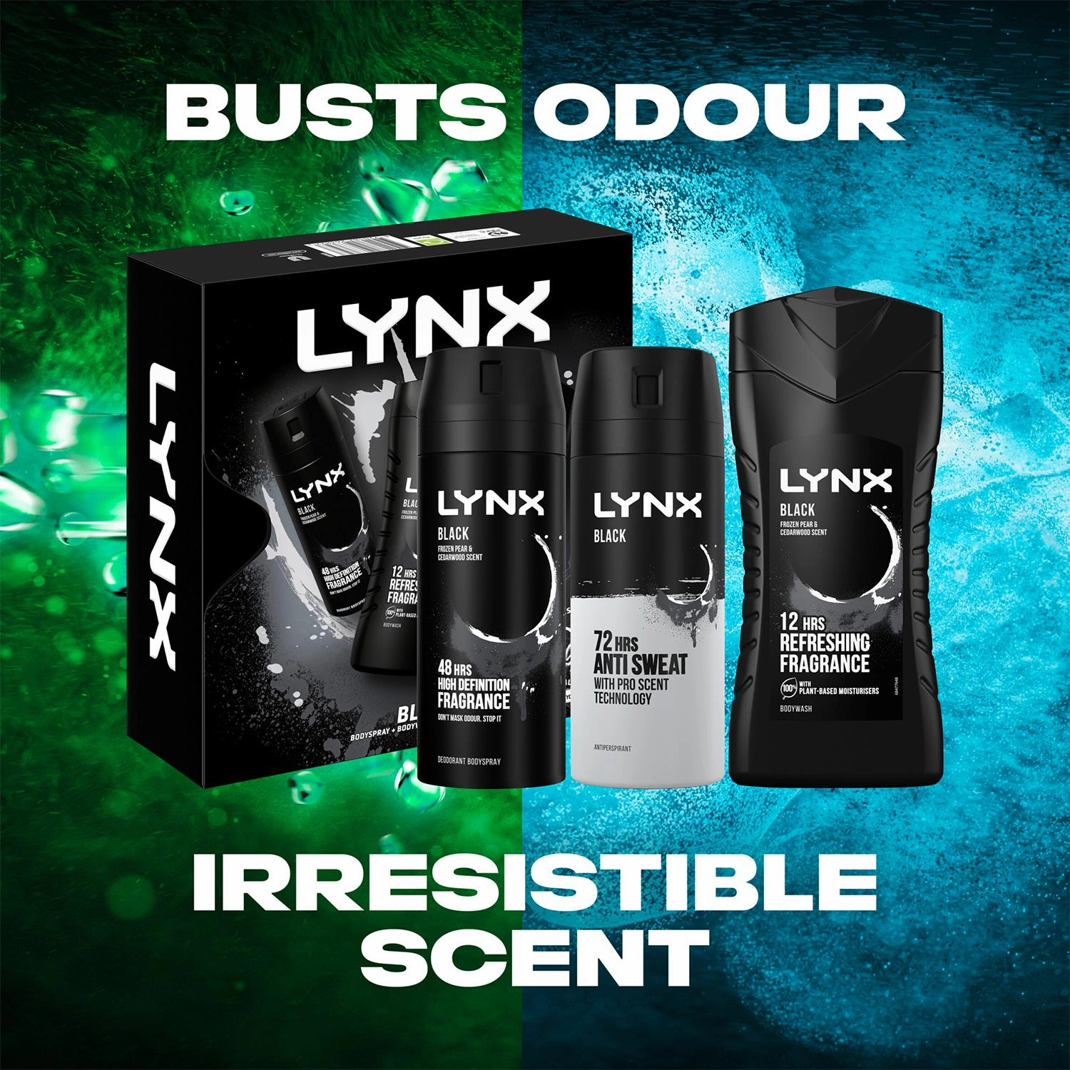 Lynx Black Trio Gift Set For Men Bodyspray, Bodywash & APA Deo Gift For Him