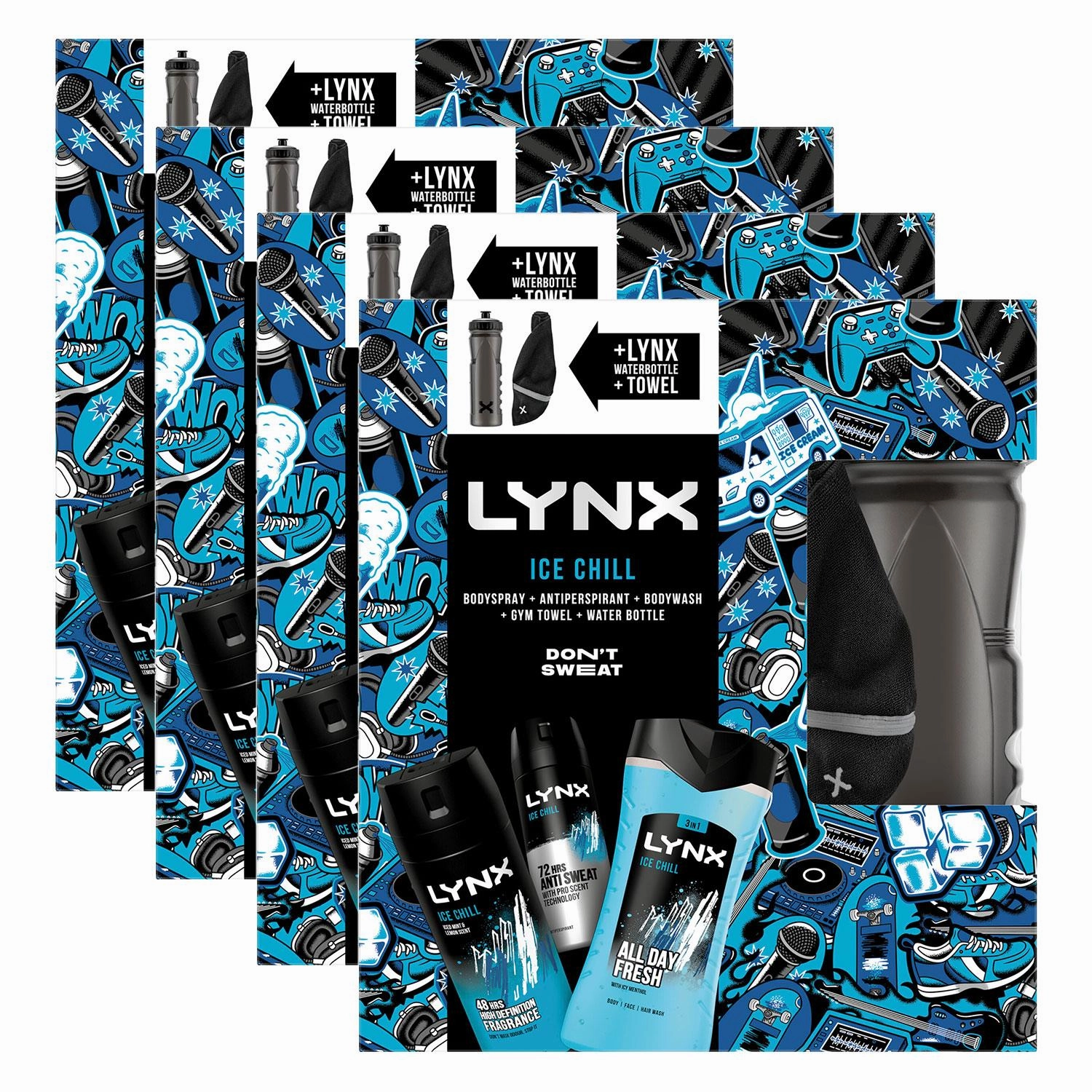 Lynx DON'T SWEAT Ice Chill Collection Gift Set for Him with Gym Towel & Bottle