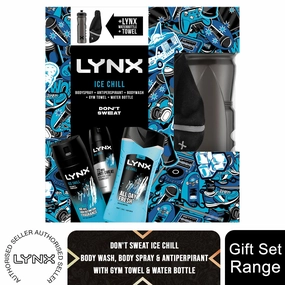 Lynx DON'T SWEAT Ice Chill Collection Gift Set for Him with Gym Towel & Bottle