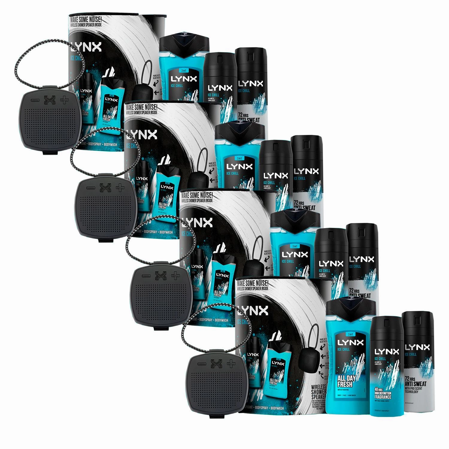Lynx Ice Chill Bodyspray, APA & Bodywash Trio Gift Set with Shower Speaker