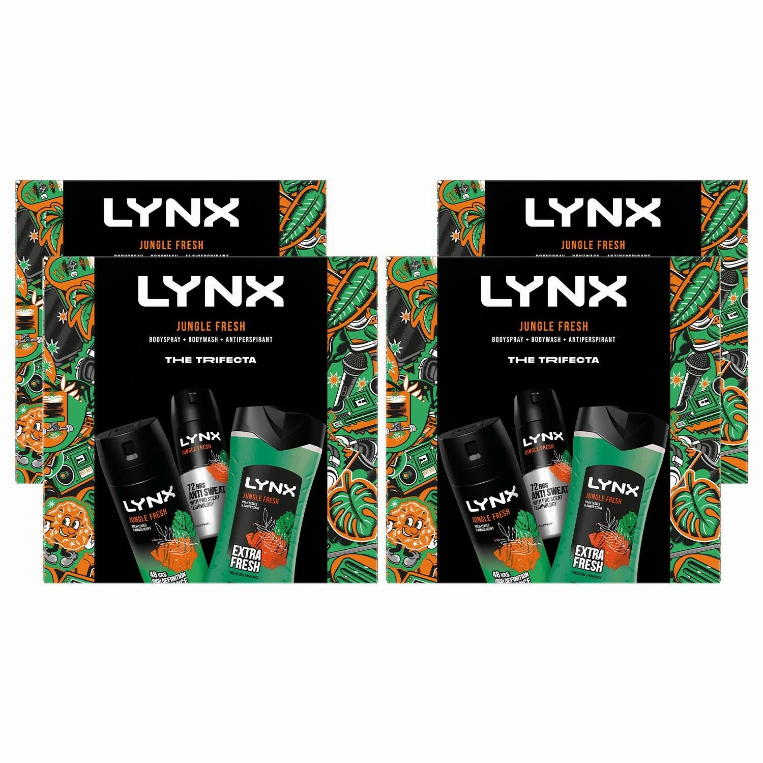 Lynx Jungle Fresh THE TRIFECTA BodyWash, Spray & Antiperspirant Gift Set for Him