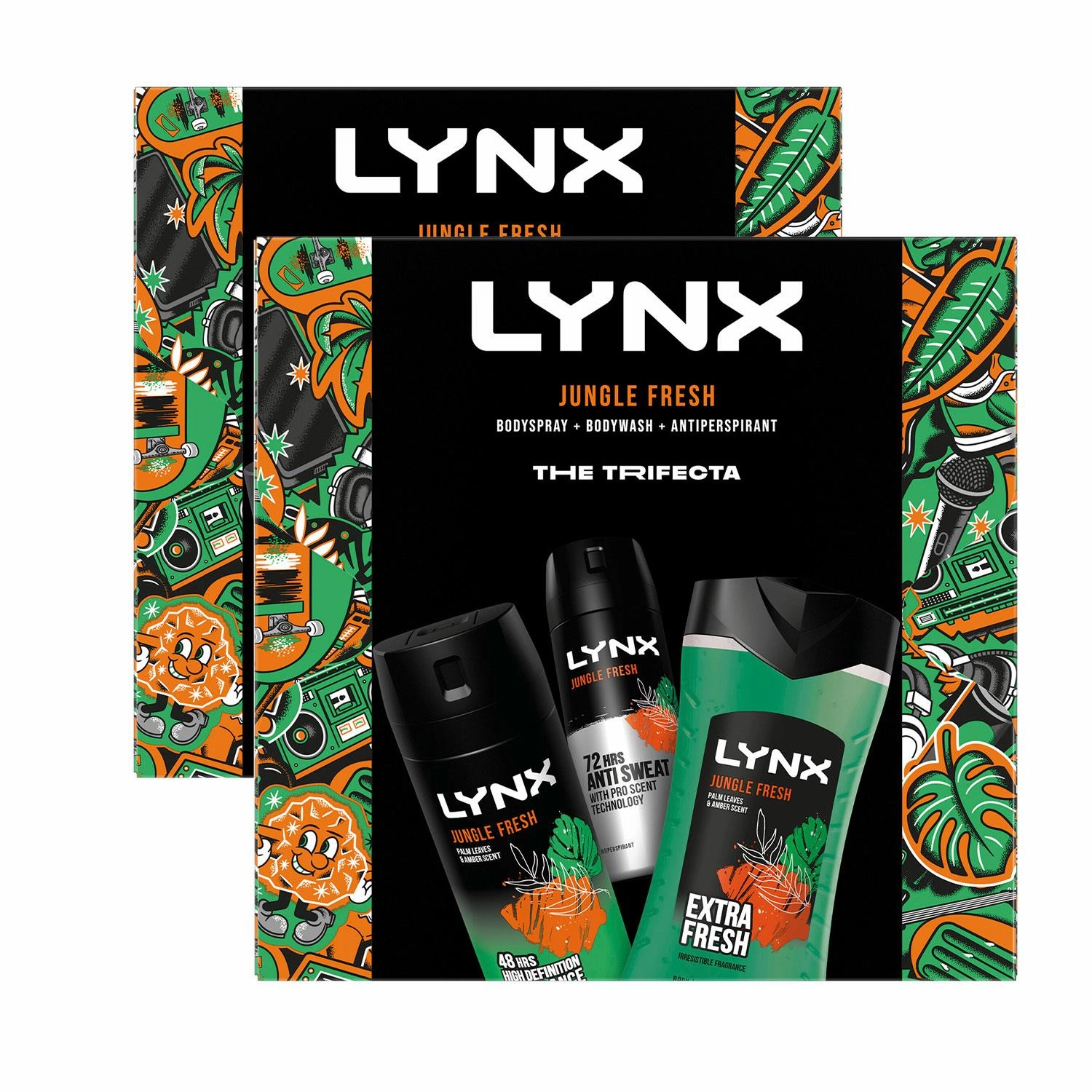 Lynx Jungle Fresh THE TRIFECTA BodyWash, Spray & Antiperspirant Gift Set for Him