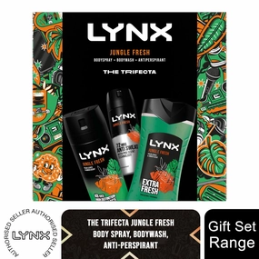 Lynx Jungle Fresh THE TRIFECTA BodyWash, Spray & Antiperspirant Gift Set for Him