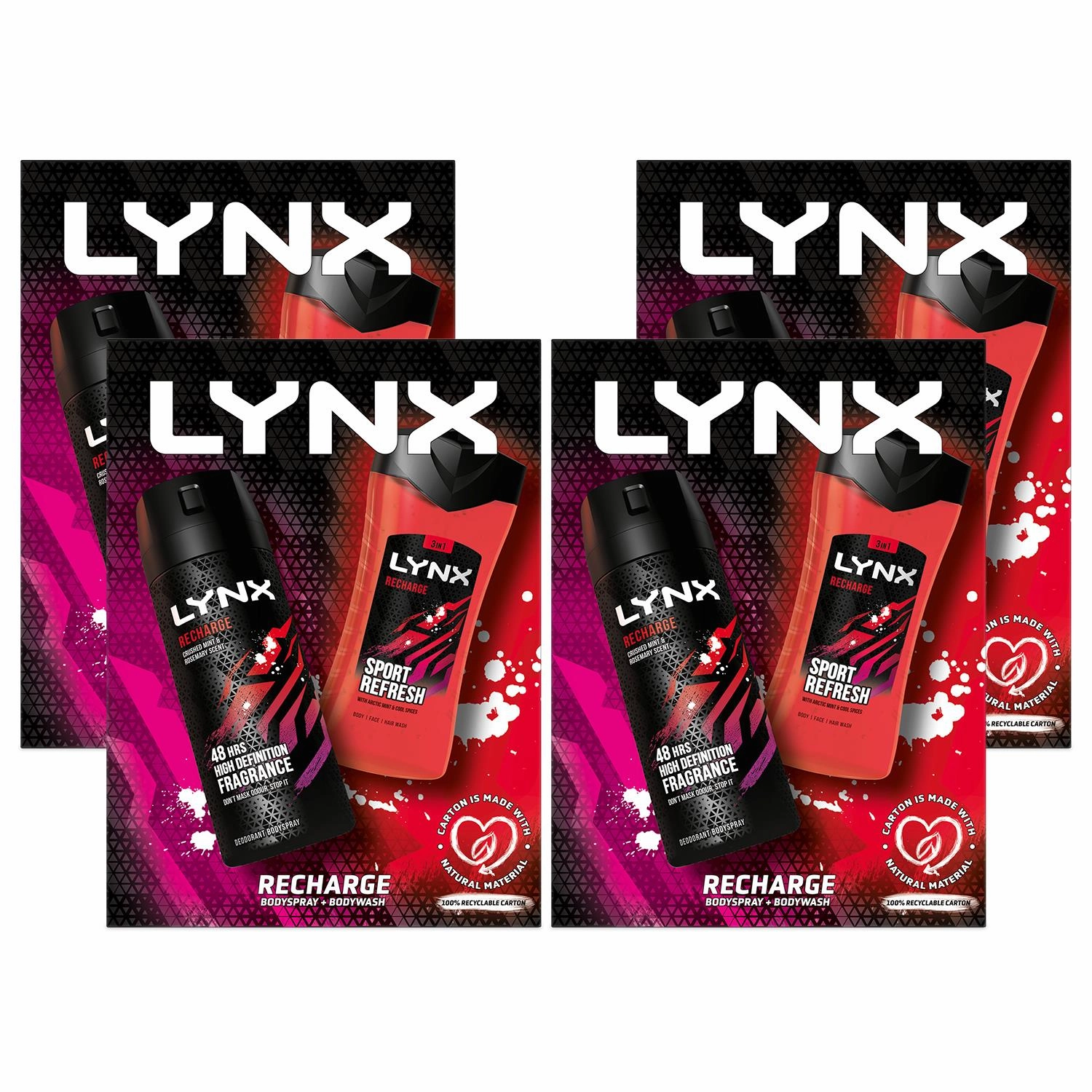 Lynx Recharge Sport Fresh 3 in 1 Bodywash & Bodyspray 2pcs Gifts Set For Men