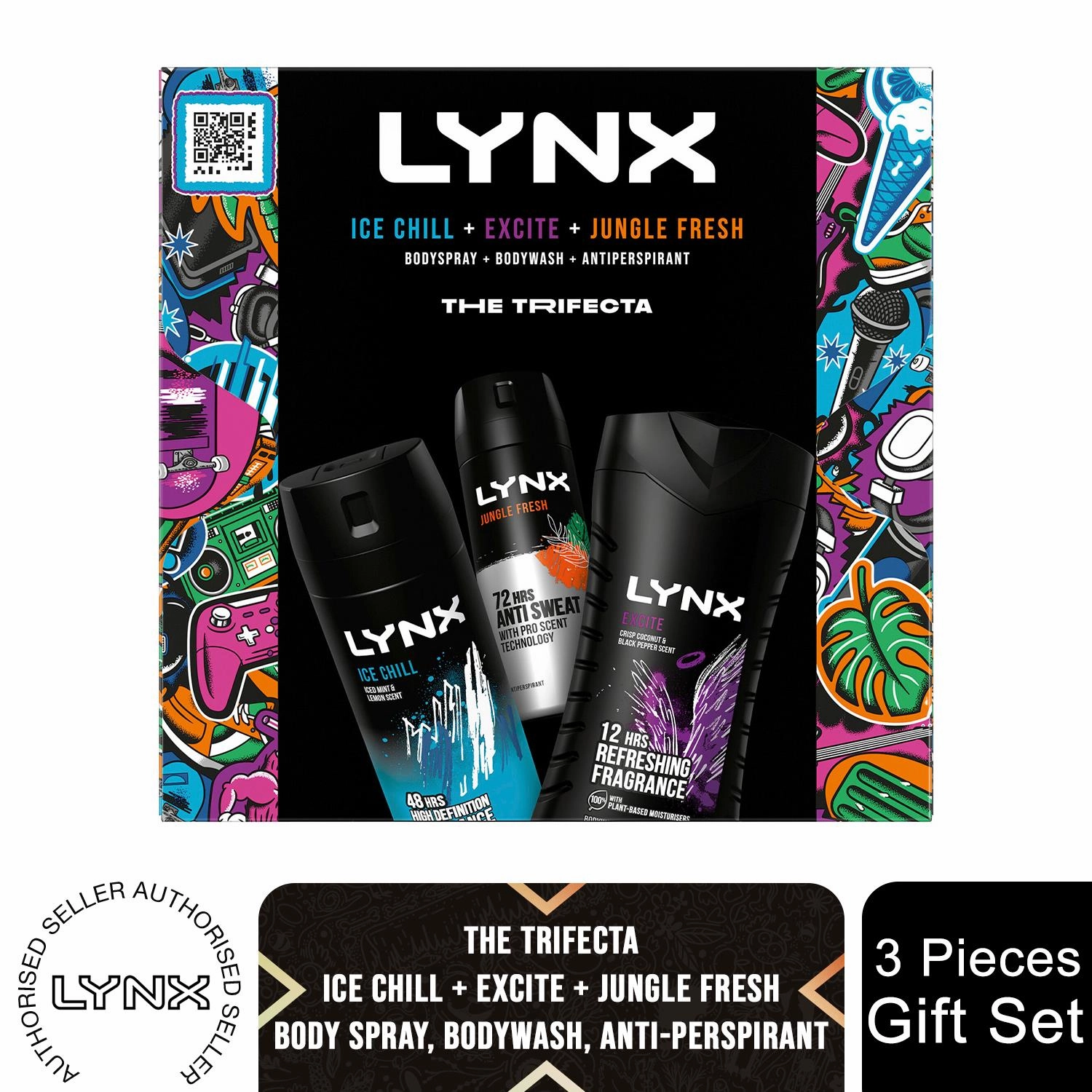 Lynx THE TRIFECTA Ice Chill, Excite & Jungle Fresh 3 Pieces Gift Set for Him
