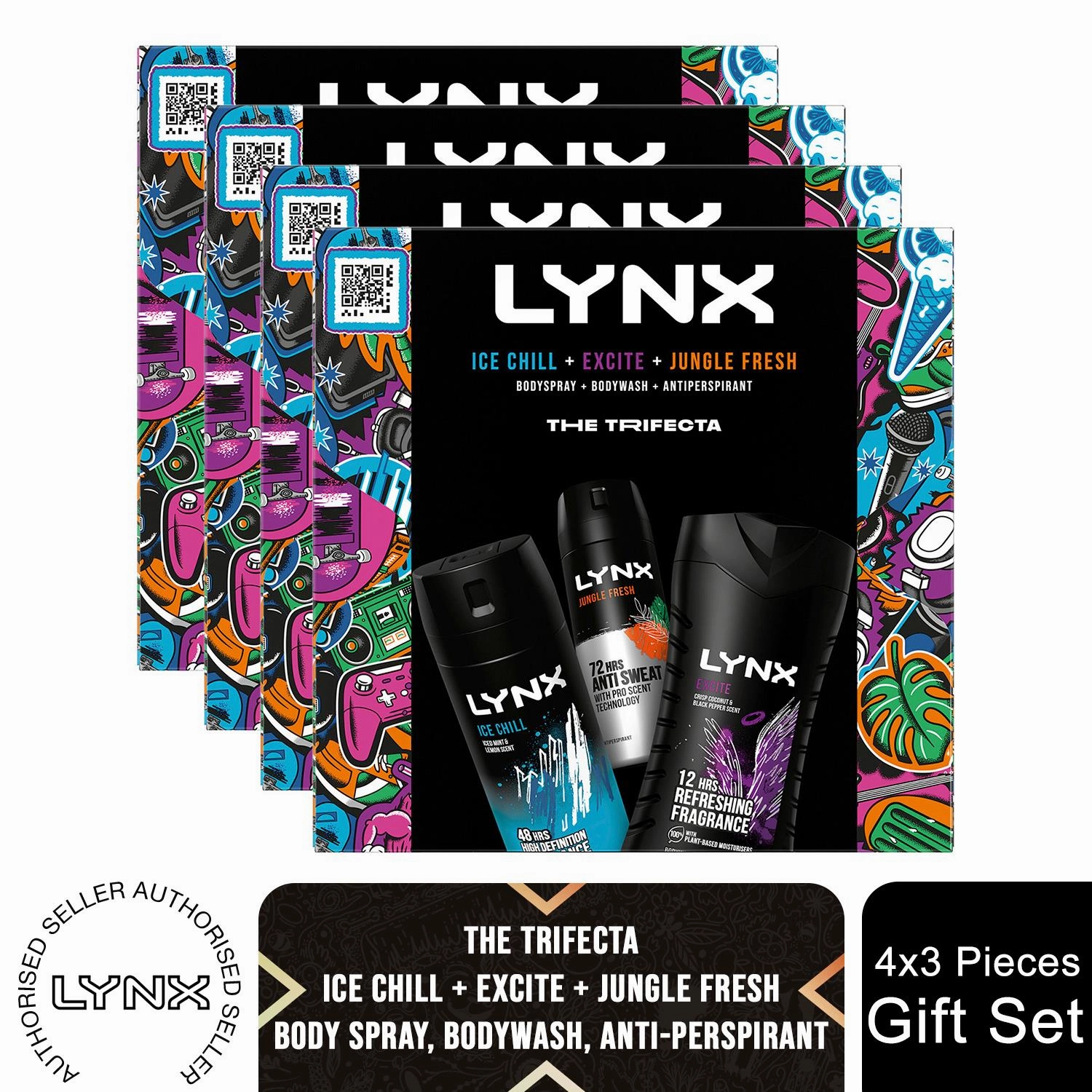 Lynx THE TRIFECTA Ice Chill, Excite & Jungle Fresh 3 Pieces Gift Set for Him