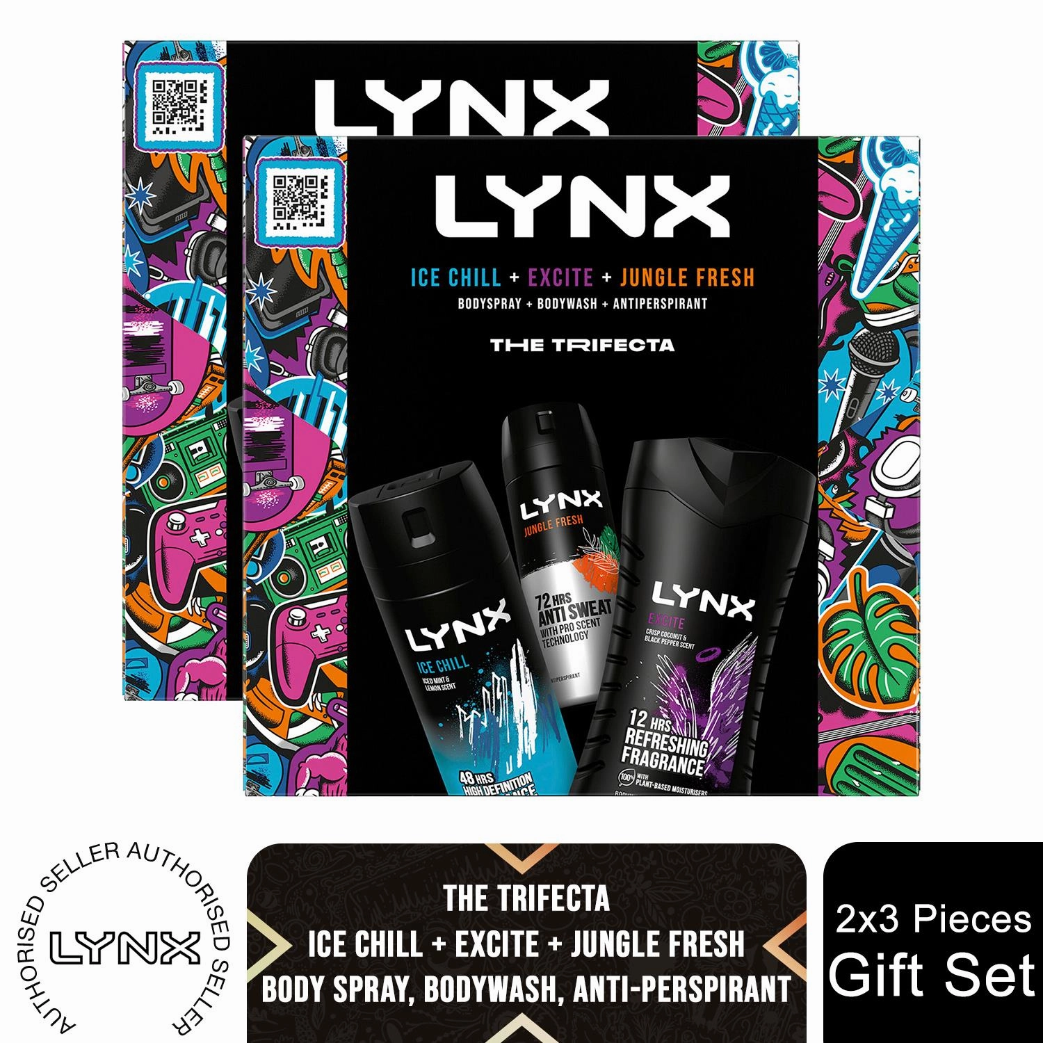 Lynx THE TRIFECTA Ice Chill, Excite & Jungle Fresh 3 Pieces Gift Set for Him
