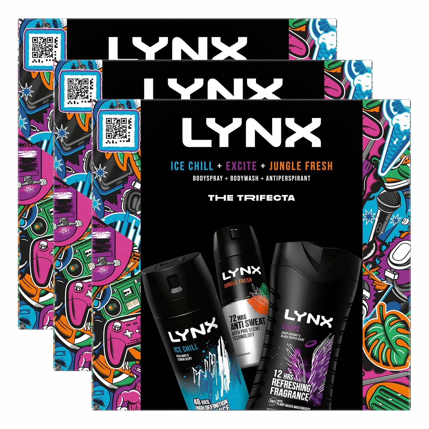 Lynx THE TRIFECTA Ice Chill, Excite & Jungle Fresh 3 Pieces Gift Set for Him