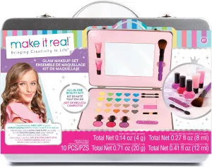 Make It Real: Glam Makeup Set - 10 Piece Travel Hard Case, Tweens & Girls, All-in-One Cosmetic & Beauty Kit, Includes Instrumental Dream Guide for Inspiration, Nails-Lips-Face, Kids Ages 8 