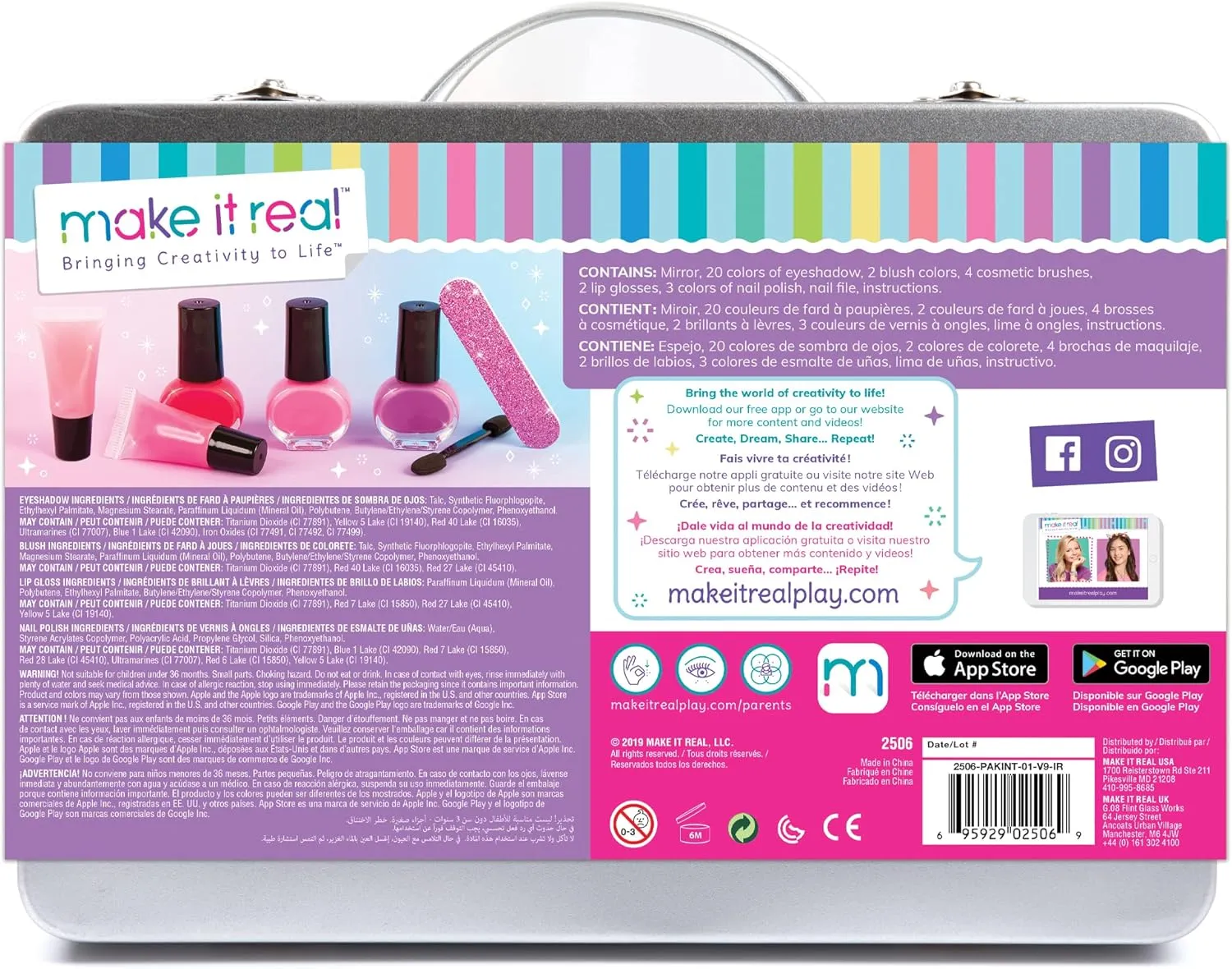 Make It Real: Glam Makeup Set - 10 Piece Travel Hard Case, Tweens & Girls, All-in-One Cosmetic & Beauty Kit, Includes Instrumental Dream Guide for Inspiration, Nails-Lips-Face, Kids Ages 8 