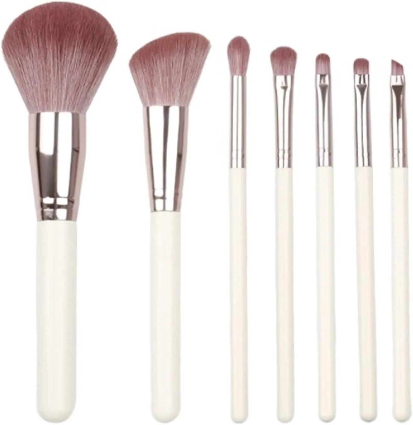 Make Up Brushes Set Makeup Brush Set 7 Pieces for Eyes and Face Contour Brushes Makeup Tools Set(White)