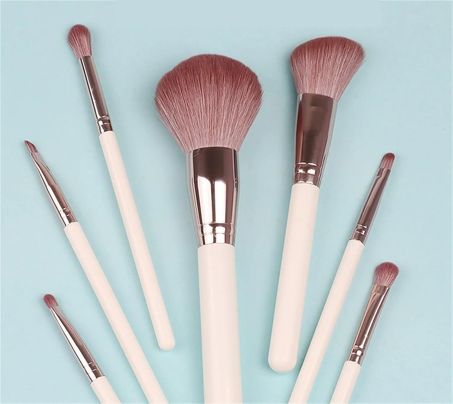 Make Up Brushes Set Makeup Brush Set 7 Pieces for Eyes and Face Contour Brushes Makeup Tools Set(White)