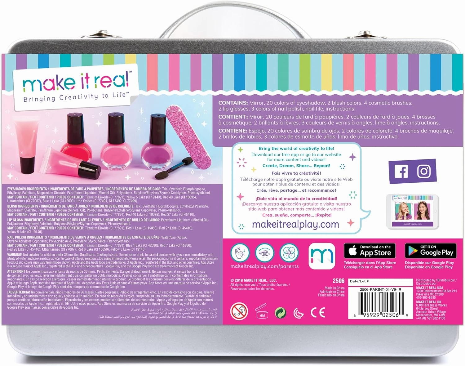 Make It Real: Glam Makeup Set - 10 Piece Travel Hard Case, Tweens & Girls, All-in-One Cosmetic & Beauty Kit, Includes Instrumental Dream Guide for Inspiration, Nails-Lips-Face, Kids Ages 8 