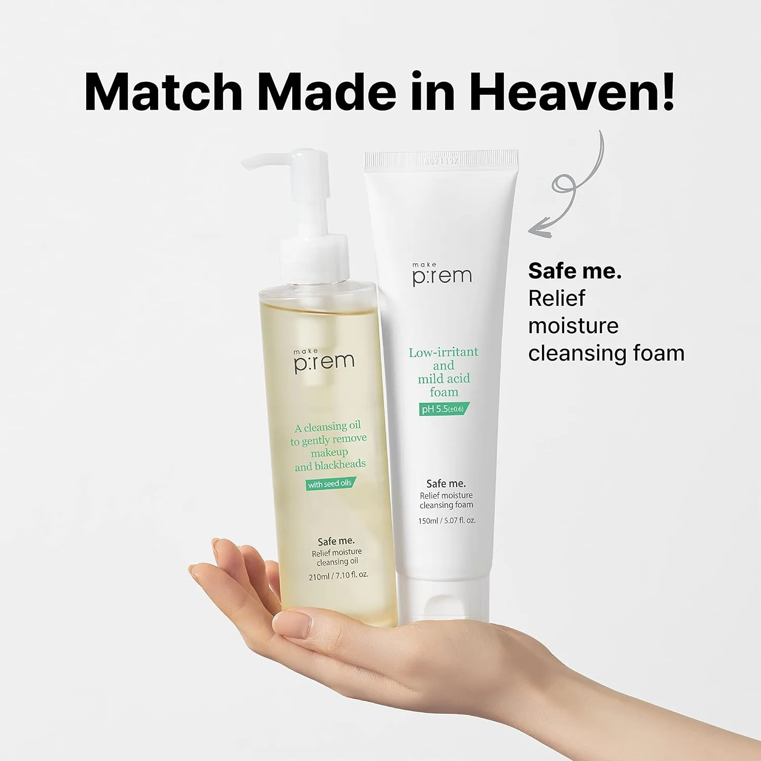 MAKEPREM Safe me. Relief Moisture Cleansing Oil 7.1 Fl Oz Naturally-Derived Ingredients PHA Formula Makeup Remover Pore Cleansing Blackhead Removal Hypoallergenic and Clinically Tested Oil Cleanser