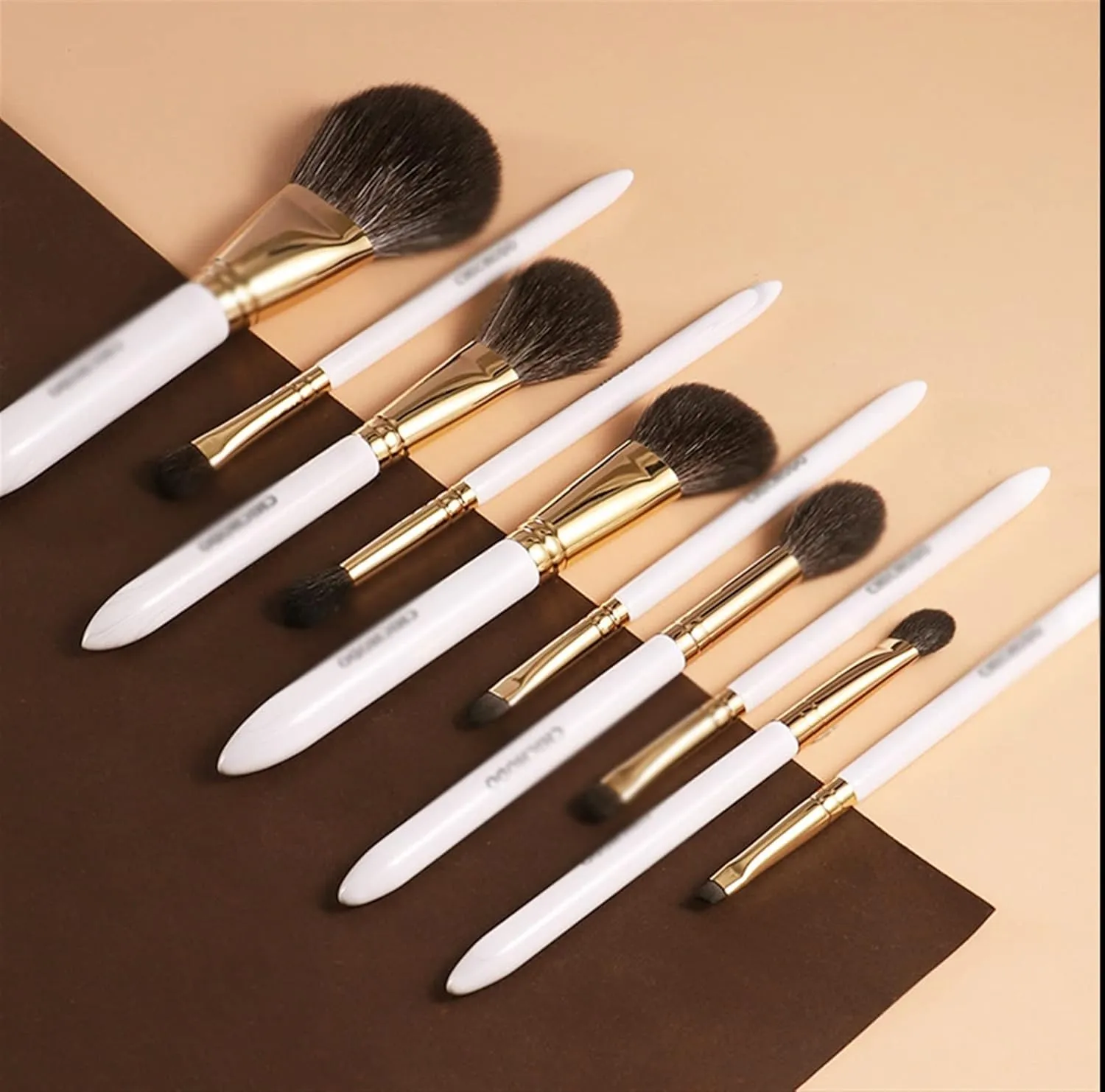 Makeup Brush Golden Autumn 10PCS Brushes Set Fox&Goat&Synthetic Hair Professional Brushes