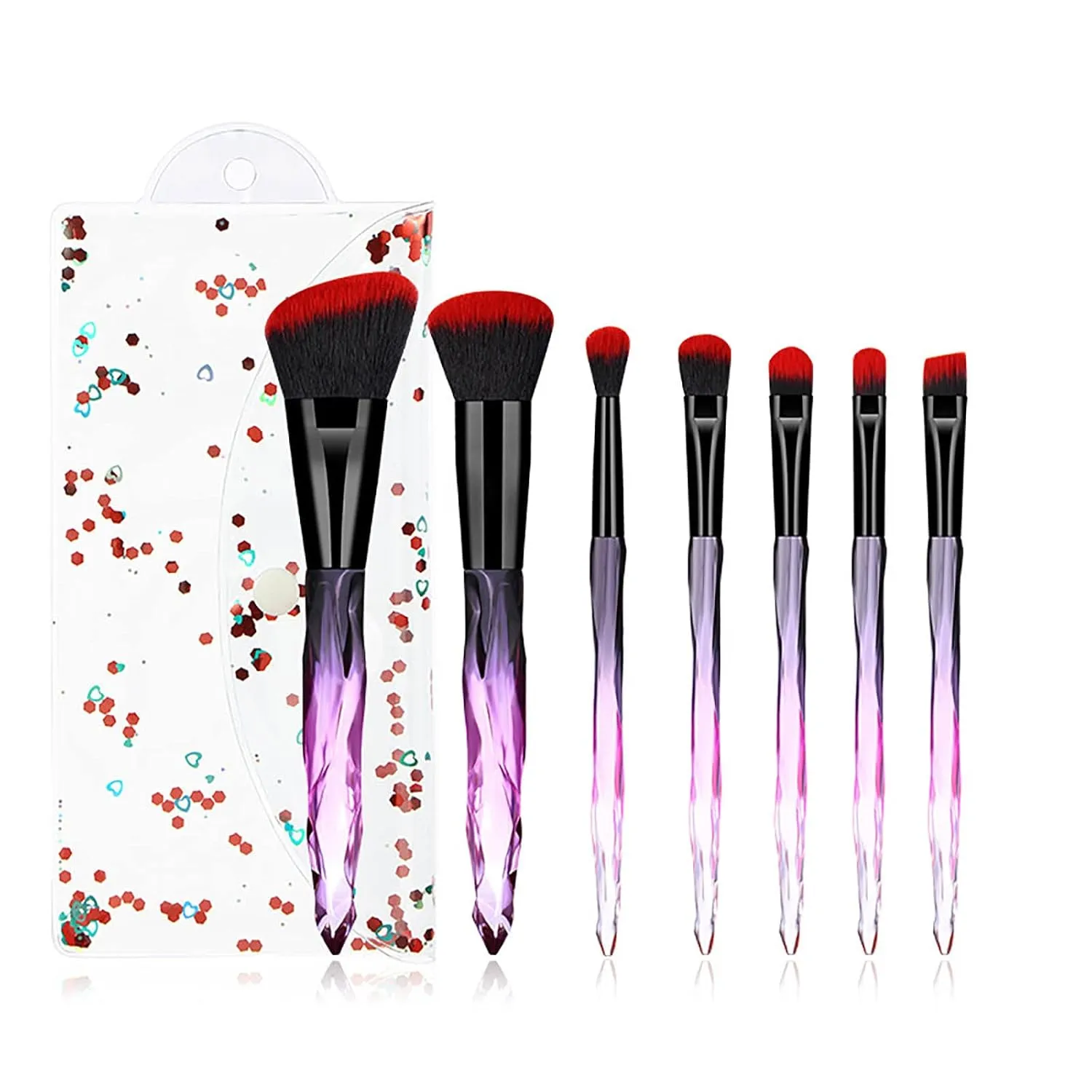 Makeup Brushes Premium Synthetic Concealers Foundation Powder Eye Shadows Makeup Brushes Cosmetic Eyebrow Eyeshadow Powder Brush Lip Makeup Brushes Double Ended Makeup Brush(Color:B)