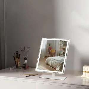 Makeup Mirror with Light 10" x 14",Vanity Mirrors,Lighted Makeup Mirror Tabletop,for Vanity Desk Tabletop, Bedroom，3 Colors Dimmable,120° Rotation.