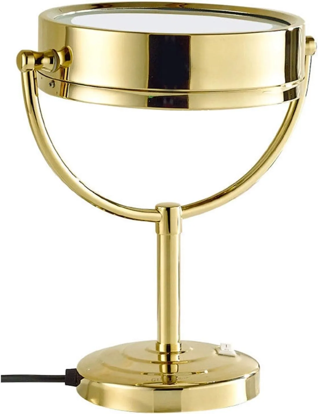 Makeup Mirror with Light and Magnification 8 Inch Gold Finished Double Sided Countertop Vanity Mirrors 360&Deg; Rotation Brass Led Lighted Cosmetic Mirror 3X (Color : 7X)