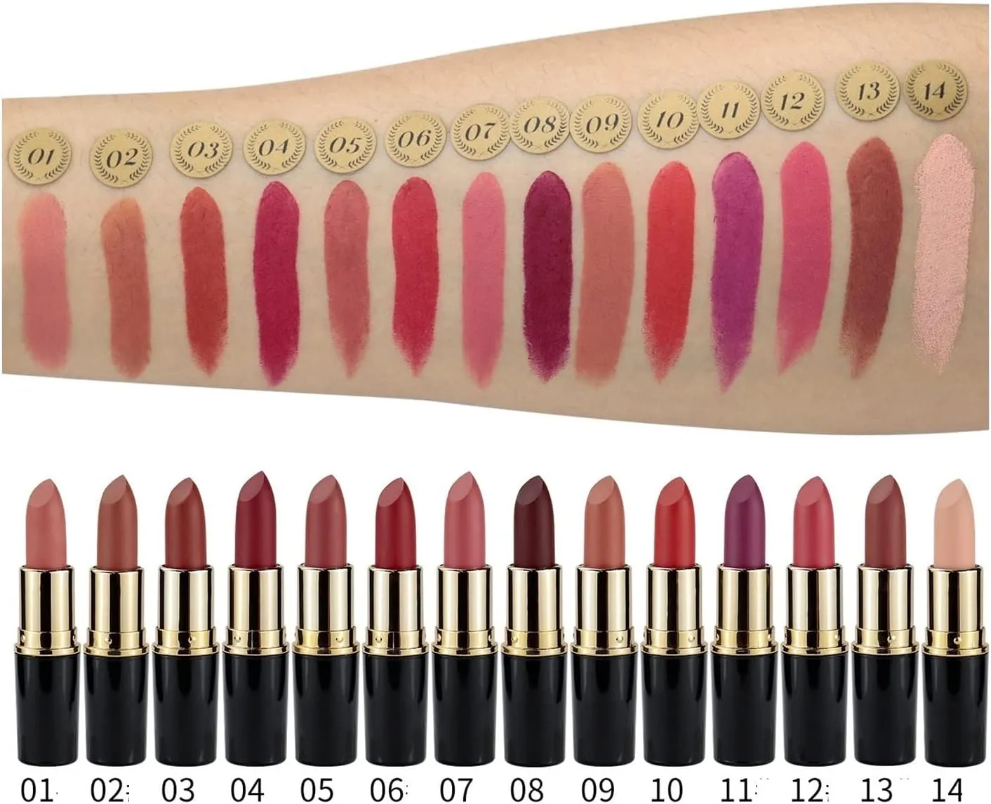 Makeup Non-Stick Cup Not Easy to Decolorize Lipstick Velvet Matte Matte Bullet Lipstick Lip Care Lip Balm (Color : A8)