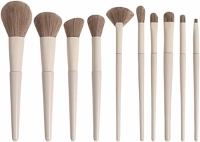 Makeup Brush 10 Soft White Loose Powder Makeup Brush Set Facial Foundation Powder Eye Shadow Eyebrow Highlight Beauty Tool Cosmetic Products (Color : White, Size : 10pcs)