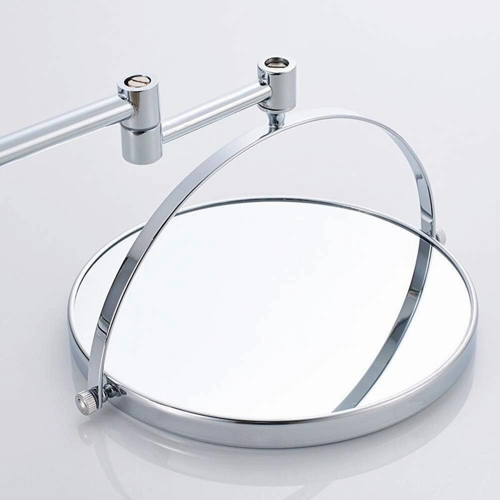 Makeup Mirror Double-Sided 3 Times Magnification Copper Bathroom 8-inch Makeup Mirror Wall-Mounted Telescopic Rotating Mirror