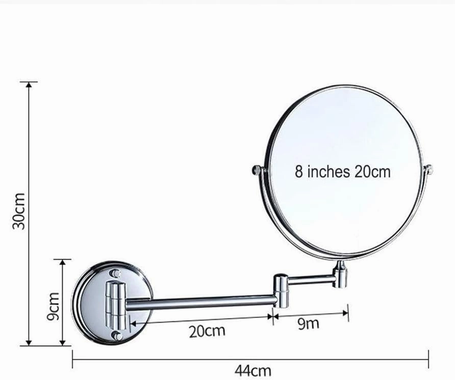 Makeup Mirror Double-Sided 3 Times Magnification Copper Bathroom 8-inch Makeup Mirror Wall-Mounted Telescopic Rotating Mirror